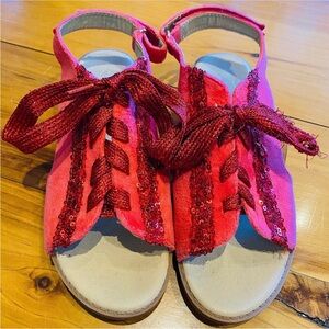 Joyfolie Red and Pink Kids Sandals with Sequins